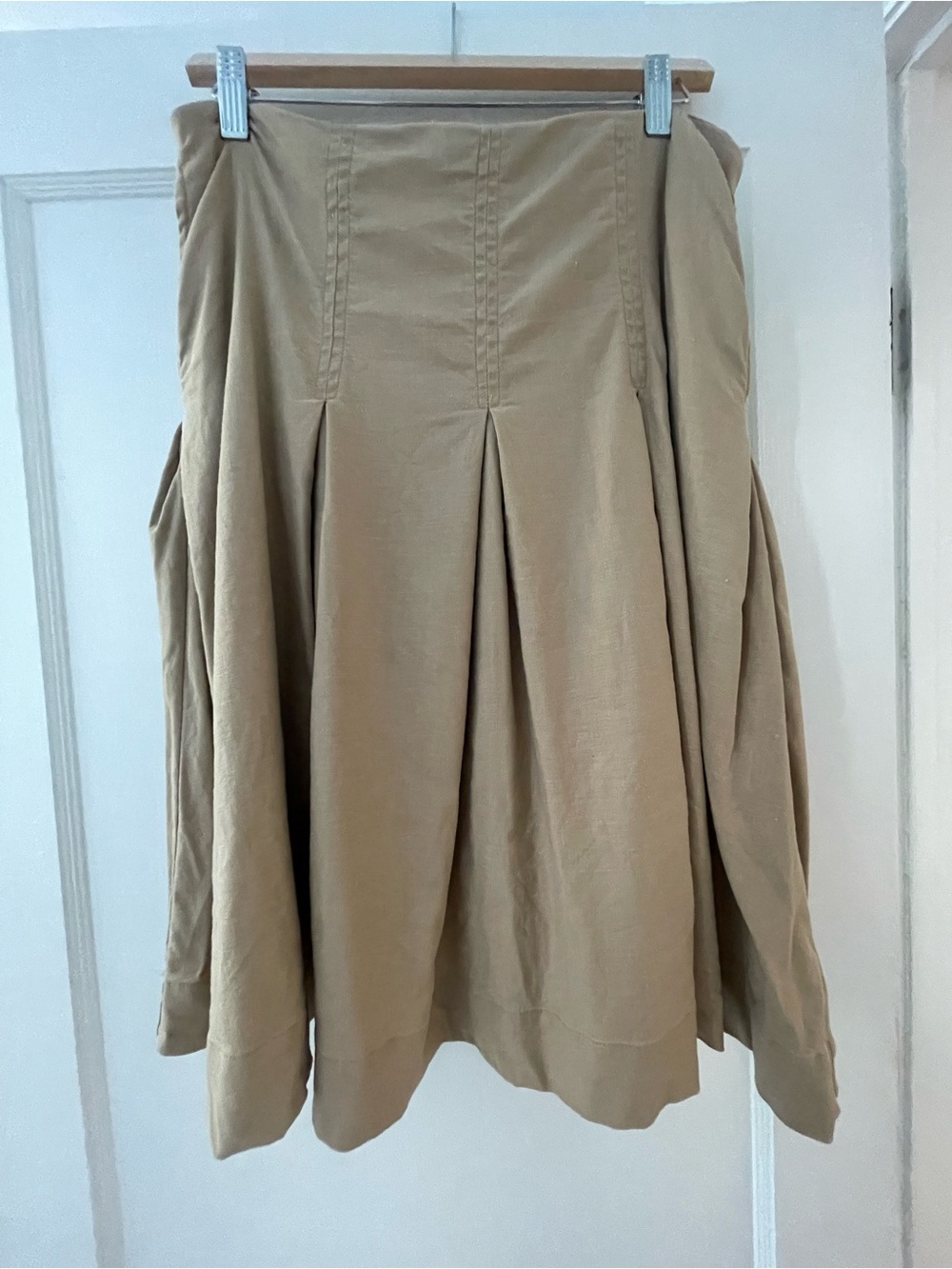 Maeve for Anthropologie Khaki Pleated Skirt Sz 0